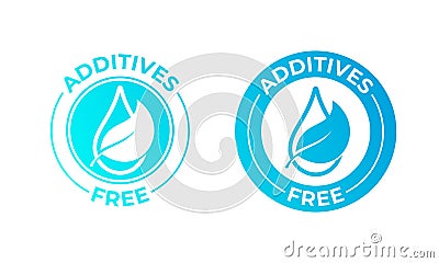 Additives free vector leaf drop icon. Natural food package stamp, additives free no added seal Vector Illustration