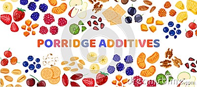 Additives porridge banner, realistic product , seamless background, Isolated on white, design, cartoon style vector Vector Illustration