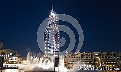 The Address Hotel, Dubai at night Editorial Stock Photo