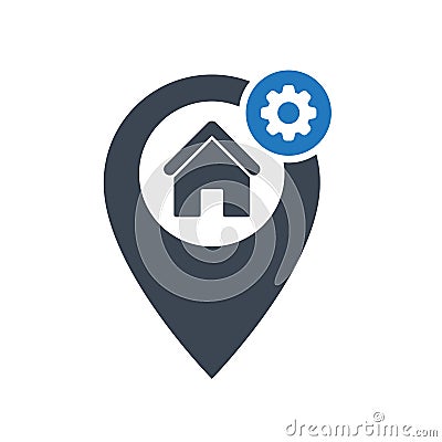 Address icon with settings sign. Address icon and customize, setup, manage, process symbol Vector Illustration