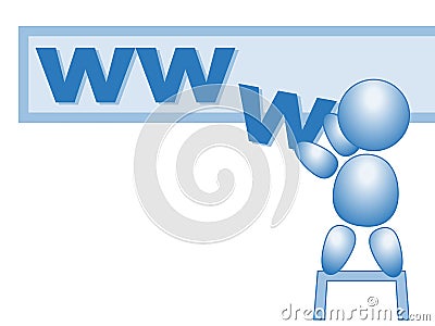 Www web internet homepage male stick figure vector blue Vector Illustration