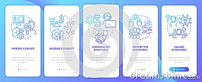 Addressing covid impact on business blue gradient onboarding mobile app screen Vector Illustration