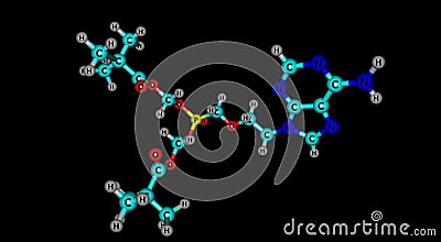 Adefovir molecular structure isolated on black Cartoon Illustration