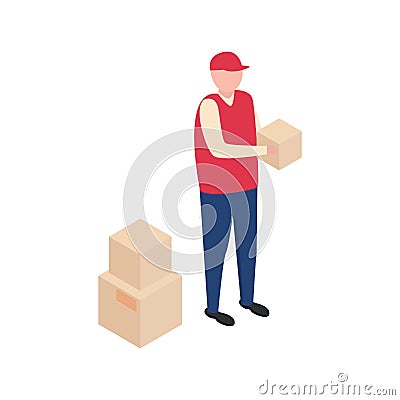 Man with box. Vector Illustration