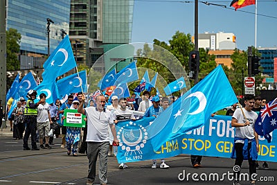 Pro-Uyghur demonstration rally in Adelaide, Australia Editorial Stock Photo