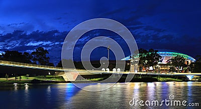 Adelaide Oval Stadium and Torrens River Bridge Editorial Stock Photo