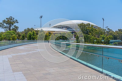 Adelaide oval viewed behind torrens river in Australia Stock Photo