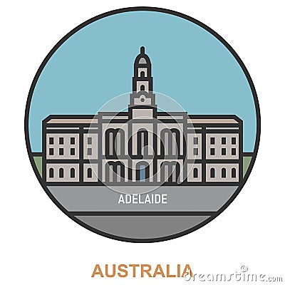 Adelaide. Sities and towns in Australia Vector Illustration