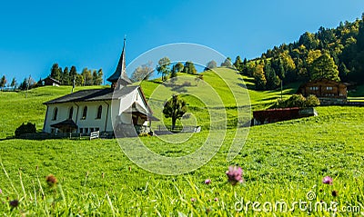 Adelboden Church Stock Photo