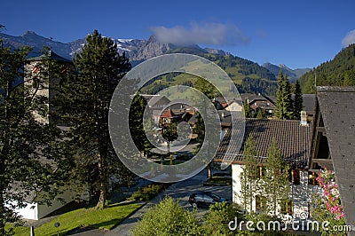 Adelboden with Wildstrubel Glacier Stock Photo