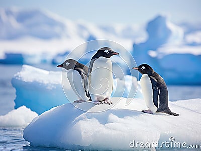 Adelie Penguins Antarctica Made With Generative AI illustration Cartoon Illustration