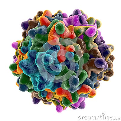 Adeno-associated virus, 3D illustration Cartoon Illustration