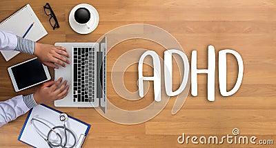 ADHD CONCEPT Printed Diagnosis Attention deficit hyperactivity d Stock Photo