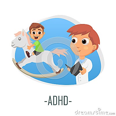 ADHD medical concept. Vector illustration. Cartoon Illustration