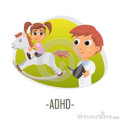 ADHD medical concept. Vector illustration. Cartoon Illustration