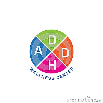 ADHD Wellness Center Logo Vector Stock Photo