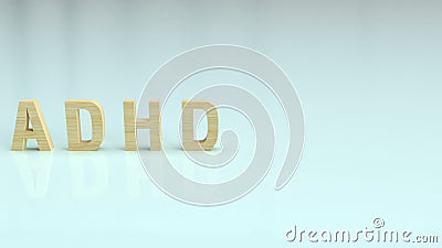 The ADHD wood text on glossy plate for medical content 3d rendering Stock Photo