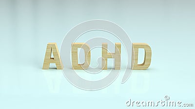 The ADHD wood text on glossy plate for medical content 3d rendering Stock Photo