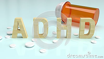 The ADHD wood text on glossy plate for medical content 3d rendering Stock Photo