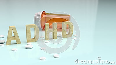 The ADHD wood text on glossy plate for medical content 3d rendering Stock Photo