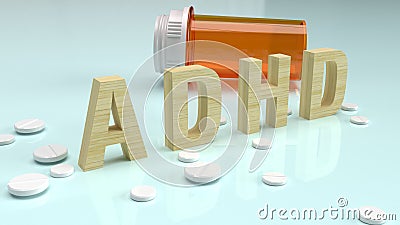 The ADHD wood text on glossy plate for medical content 3d rendering Stock Photo