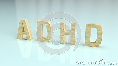 The ADHD wood text on glossy plate for medical content 3d rendering Stock Photo