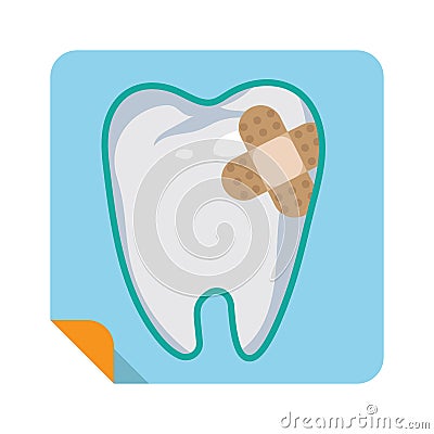 adhesive bandage on tooth. Vector illustration decorative design Vector Illustration
