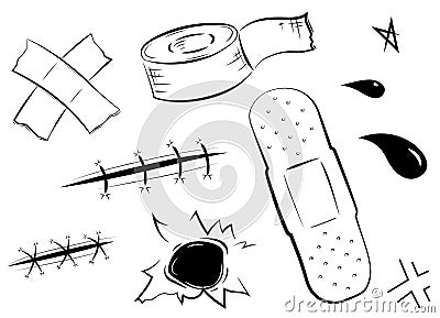 Adhesive bandages set, medical and healthcare. Vector illustration Vector Illustration