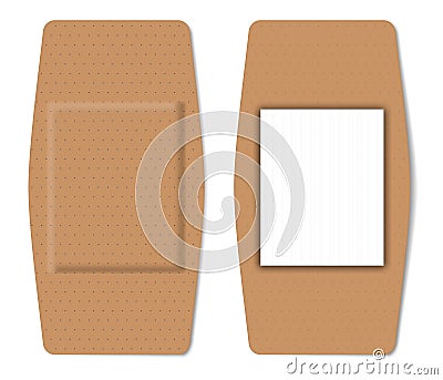 Adhesive plaster bandage, realistic vector illustration. First aid band for wound care Vector Illustration