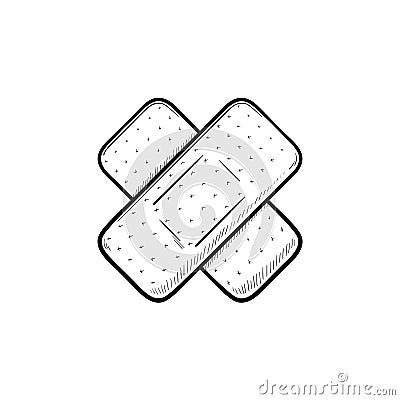 Adhesive plaster hand drawn outline doodle icon. Vector Illustration