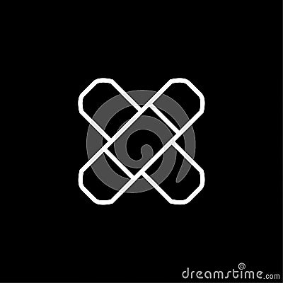 Adhesive plaster line icon, outline vector logo illustration, linear pictogram isolated on black. Vector Illustration