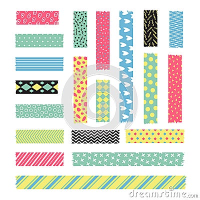 Adhesive stripe with fancy texture. Scrapbook scotch vector collection Vector Illustration