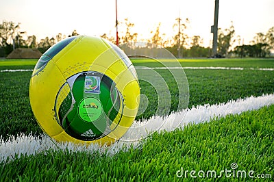 Adidas ball on green grass Editorial Stock Photo