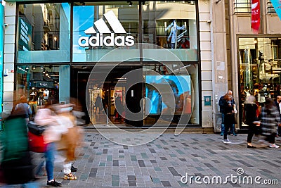 Adidas Store. Adidas store in Istiklal Avenue or Istiklal Caddesi in Turkish. Editorial Stock Photo