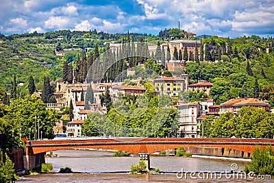 Adige river and Castel San Pietro in Verona view Stock Photo