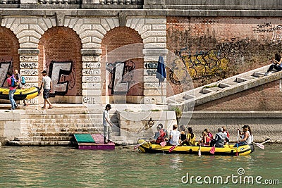 Adige River - Rafting in Verona City Editorial Stock Photo