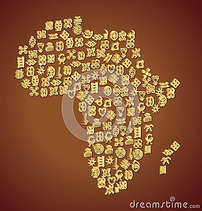 Adinkra Symbol Map of Africa Vector Illustration