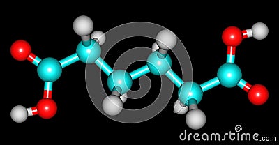 Adipic acid molecular structure isolated on black Cartoon Illustration