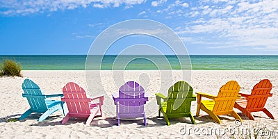 Adirondack Beach Chairs Stock Photo