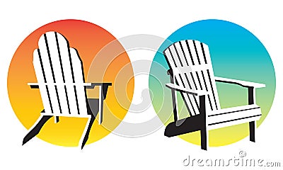 Adirondack Chair Sunset Graphics Vector Illustration