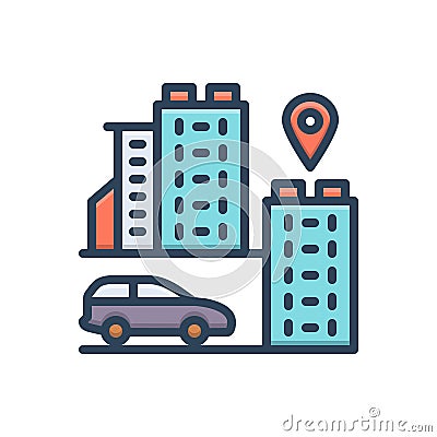Color illustration icon for Adjacent, near and hotel Vector Illustration