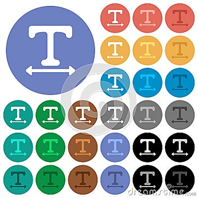 Adjust font width round flat multi colored icons Stock Photo