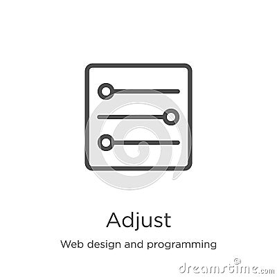 adjust icon vector from web design and programming collection. Thin line adjust outline icon vector illustration. Outline, thin Vector Illustration