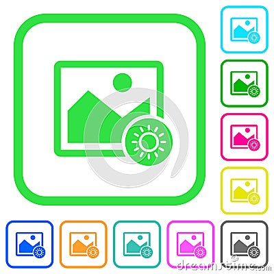 Adjust image brightness vivid colored flat icons Stock Photo