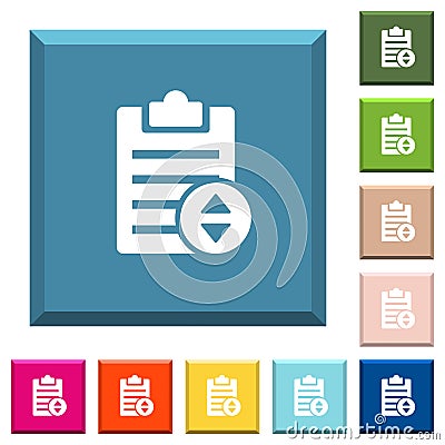 Adjust note priority white icons on edged square buttons Stock Photo