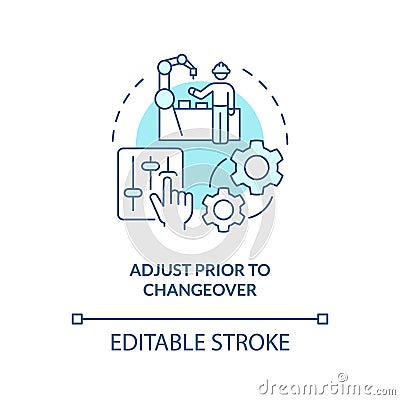 Adjust prior to changeover turquoise concept icon Vector Illustration