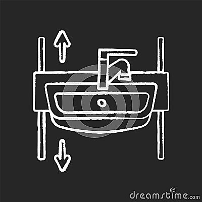 Adjustable height sink chalk white icon on black background Vector Illustration