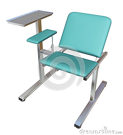 Adjustable medical examination chair with green padding, 3D illustration Cartoon Illustration