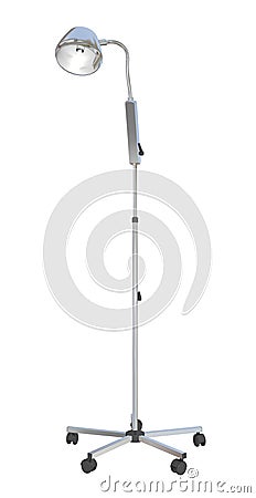 Adjustable metal mobile medical stand lamp, 3d illustration Cartoon Illustration