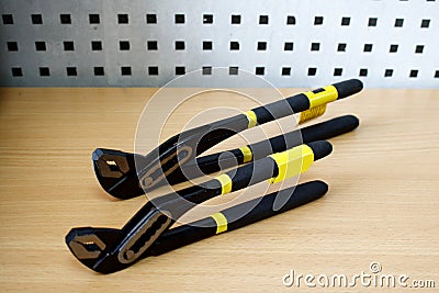 Adjustable pliers close-up. View from above Stock Photo